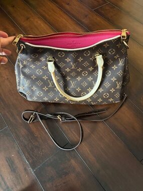Louis Vuitton Monogram Satchel with Bright Pink Interior and Vachetta Handles